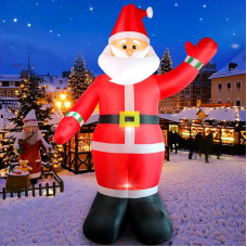 10 ft Babbo Natale Gonfiabile Con Luci a LED, Decorazione Natalizia Gonfiabile IP44 Resistant All Intemperie, Figura Gigante di Babbo Natale Decorazione di Illuminazione per Giardino, Prato, Patio