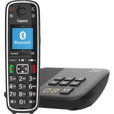 Gigaset E720HX & Box 200A DECT Handset with Charging Cradle Cordless Senior Phone Bluetooth and Talking Dial Buttons DECT Base with Answering Machine Supports 6 Handsets, Black