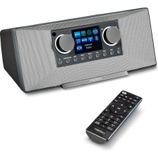 MEDION P85333 Internet Radio with DAB+ (WLAN, FM, Spotify Connect, Amazon Music, DLNA, USB, Headphone Jack, AUX, Stereo Line-Out Cinch, Sleep Timer) Grey
