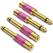 J&D RCA Cable to 1/4 Audio Adapter 4 Pack 6.35mm Mono Male to RCA Female Gold Plated Guitar Connectors Red
