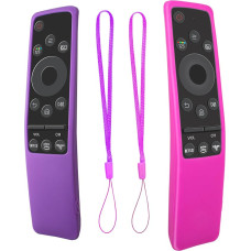 2 Pack Remote Control Cover for Samsung, Silicone Protective Cover for Samsung TV Remote Control BN59 Series BN59-01242A, BN59-01259E, BN59-01312A, Non-Slip Remote Control Holder (Purple+Rose)
