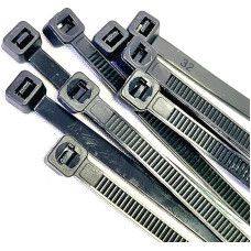 Heavy Duty Black Nylon Cable Ties 300mm x 4.8mm Pack of 200 Reusable Self Locking 75kg Tensile Strength UV Resistant Eco Friendly