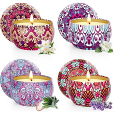 Scented Candles Gift Set for Women, 4 Pieces Soy Wax Aromatherapy Candles, Scented Candles Set for Mother's Day, Christmas, Birthday, Valentine's Day, Aromatherapy, Bath, Yoga