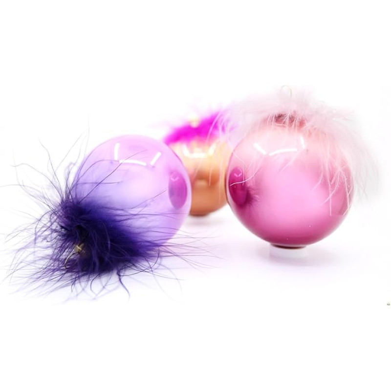 Ornex Dekoratyvinis rinkinys (7 cm skersmens) iš pučiamo ir rankomis dekoruoto stiklo su plunksnomis Kalėdų eglutei, įvairiaspalvis, 6 puošmenos, 7 cm skersmens, 6 vnt.