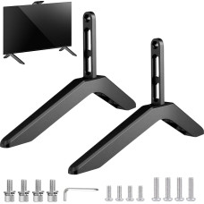 Lunaanda Universal TV Base, TV Base Feet Replacement Bracket TV Stand with Non-Slip Pads & Screws for 32 to 65 Inch LCD LED Plasma TVs, Black TVs Stand Legs