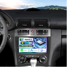 SIXWIN 8-Core 6+128G Android 13 Car Radio with Carplay/Android Car/DSP for Mercedes Benz C Class W203 W209 C180 C200 2005-2009.9 Inch Touchscreen with GPS WiFi Bluetooth 5.0 FM RDS USB MirrorLink 32EQ