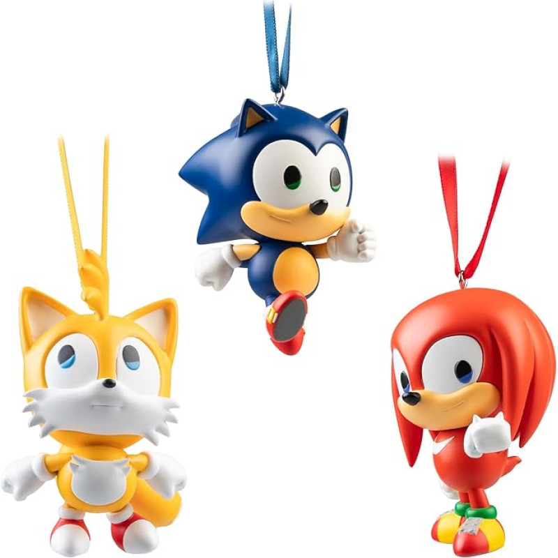 Grupo Erik Sonic The Hedgehog Christmas Tree Decoration Figures Set - 3 Christmas Pendants Christmas Tree Decoration Figures Official Gifts Merch