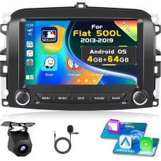 [4G+64G] Inefala Android 15 Autoradio für FIAT 500L 2013-2019 mit Wireless Carplay Android, 7 Zoll Touchscreen Radio mit Navi GPS WiFi RDS/FM Bluetooth EQ SWC Rückfahrkamera Mic