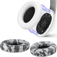 Geekria Snap Ear Pads Magnetic Easy to Change Ear Pads in Seconds Replacement Ear Pads Repair Parts for Ear Cups (White+Camouflage+Protein Leather)