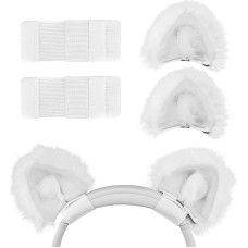 Geekria NOVA Earphone Headband + Cat Ear Attachment, Easy DIY Assembly, Comfortable and Stylish (White)