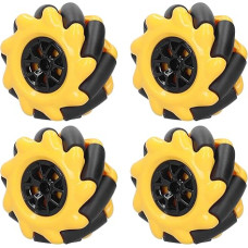 Geltonos spalvos 60 mm didelio pasislėpimo Mecanum ratų visakryptis ratas TT variklio stebulė / jungtis roboto automobilio rinkiniui DIY STEM žaislų dalys (2 poros))