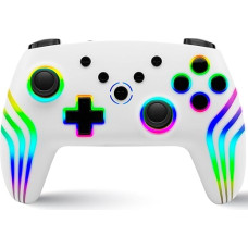 NITHO NEXUS Wireless Controller Kompatibel mit Switch/Switch 2, PC, Windows, iOS und Android, Gamepad mit 6 Achsen Gyroskop, RGB LED, Hall Effekt Trigger, Turbo, Vibration, Ergonomisch Joystick -Weiß