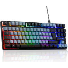 The G-Lab Keyz Caesium TKL - Gamer Keyboard TKL 87 Keys Wired USB AZERTY Customizable Programmable Macros Compact Gaming Keyboard without Numeric Keypad - PC/PS4/PS5/Xbox - (Grey/Black)