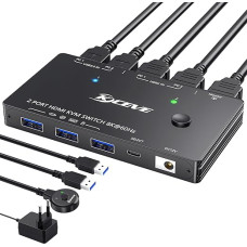 YOUTINGHDAV USB 3.0 KVM Switch HDMI 2 Port 8K @ 60Hz 4K @ 120Hz, HDCP 2.3 HDMI 2.1 KVM Switch 2 PC 1 Monitor Share Keyboard Mouse with Wired Remote