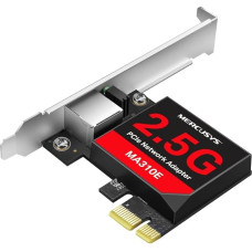 MERCUSYS MA310E 2.5Gbps PCIe WiFi kortelė NAS jungtis Tinklo kortelė Nuotolinis LAN Energetiškai efektyvus Ethernet Žemo profilio laikiklis Lankstus montavimas Nereikalinga tvarkyklė