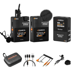 COMICA BoomX-D PRO 2.4G belaidis Lavalier mikrofonas, 16GB įrašymo atmintyje, triukšmo slopinimas vienu paspaudimu, belaidis mikrofonas, skirtas fotoaparatui, išmaniajam telefonui, kompiuteriui, tiesioginei transliacijai (juodas)