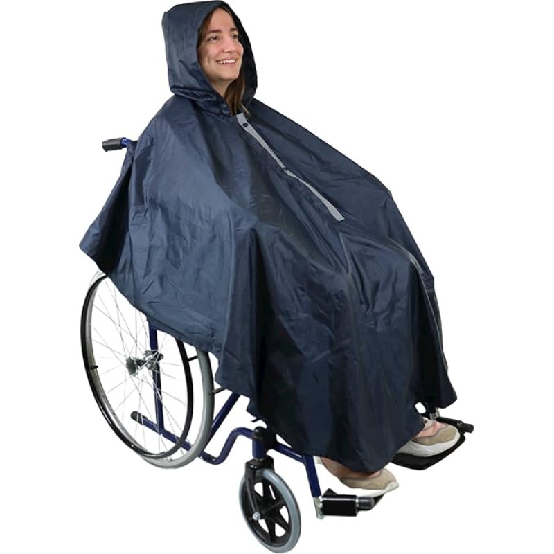 KMINA - lietpaltis vežimėlio suaugusiems (šiltas pamušalas), neperšlampama antklodė vežimėliui su užtrauktuku, lietpaltis vežimėliui, antklodė vežimėlio naudotojams su gobtuvu