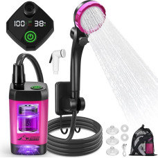 WADEO Tragbare Campingdusche Akku mit Pumpe, Camping Dusche mit wiederaufladbarem 6000/8000mAh-Akku, Mobile Duschen Außenduschen mit verbessertem Schlauch, für Camping Reisen Garten Autowaschen