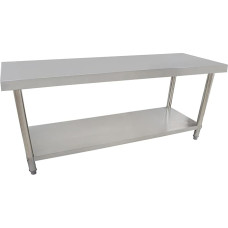 Beeketal 'BA200' Gastronomy Stainless Steel Work Table 200 x 60 cm, Table up to 170 kg Load Capacity, Professional Gastro Kitchen Table with Extra Large Lower Shelf and Adjustable Feet