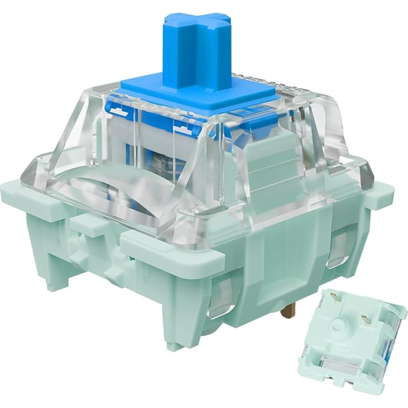 GUYEKS Gateron Jade serijos iš anksto suteptas Clicky Blue klaviatūros jungiklis, 3 kontaktų 60gf dvigubos spyruoklės jungiklis, skirtas MX žaidimų mechaninei klaviatūrai (Jade Blue, 90 vnt.)