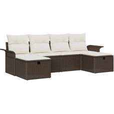Rantry Modelis3360249 6 dalių sodo sofos komplektas su pagalvėle Ruda poliuretano sodo poilsio zona