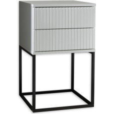 Marle Bedside Table in White - Modern Bedside Cabinet with Drawers and Black Metal Frame - 40 x 65 x 38.5 cm (W x H x D)