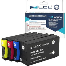 LCL 963XL rašalo kasetė, suderinama su HP 963XL 963 XL didelio našumo rašalu, suderinama su HP Officejet Pro 9010 9012 9013 9014 9015 9016 9018 9019 9020 9022 9025 (juoda, žydra, purpurinė, geltona, 4 vnt.)