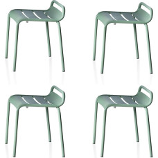 BOKKOLIK modernios terasos kėdės, 4 vnt., metalinės, sukraunamos viena ant kitos, 45 cm aukščio, skirtos naudoti lauke ir viduje