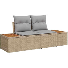 Rantry 9-teiliges Garten Sofa Set mit Kissen Beige Poly Rattan Gartenlounge Model3360090