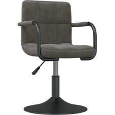 vidaXL Dining Room Chair with Armrests, Height-Adjustable, Rotatable, Kitchen Chair, Dining Chair, Swivel Chair, Upholstered Chair, Armchair Dark Grey Velvet