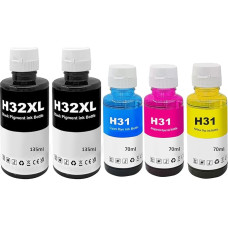 SHUOLEI rašalas, suderinamas su HP 31 32XL pildomuoju rašalu Multipack for Smart Tank 315 319 319 455 515 516 530 555 558 5105 7005 7006 7305 7306 7605 559 570 655 67 0 790 415 419 Spausdintuvo rašalas (5 pakuotės)