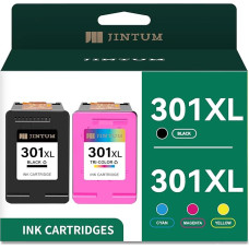 JINTUM 301XL juodos ir spalvotos daugiapakopės suderinamos su HP 301 spausdintuvo kasetės, skirtos HP Envy 4500 5530 DeskJet 1000 1050 1510 2050 2510 3050 OfficeJet 4630 4632 (juoda, spalvota, 2 vnt.)