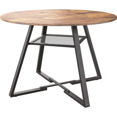 Apvalus 120 cm valgomojo stalas, 120 cm, apvalus virtuvės stalas su metalinėmis kojomis, retro pramoniniai valgomojo stalai, medinis virtuvės stalas, medinis stalviršis (senovinė spalva, apvalus-1)