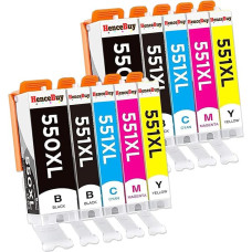 HenceBuy 550 551 XL Cartridges Compatible with Canon PGI-550 CLI-551 XL Printer Cartridges for Pixma IP7250 MX925 MX920 MX725 MG5650 MG5550 MG6450 MG7550 MG6650 MG5400 MG5450 IP720 0 IX6850 (10 Pack)