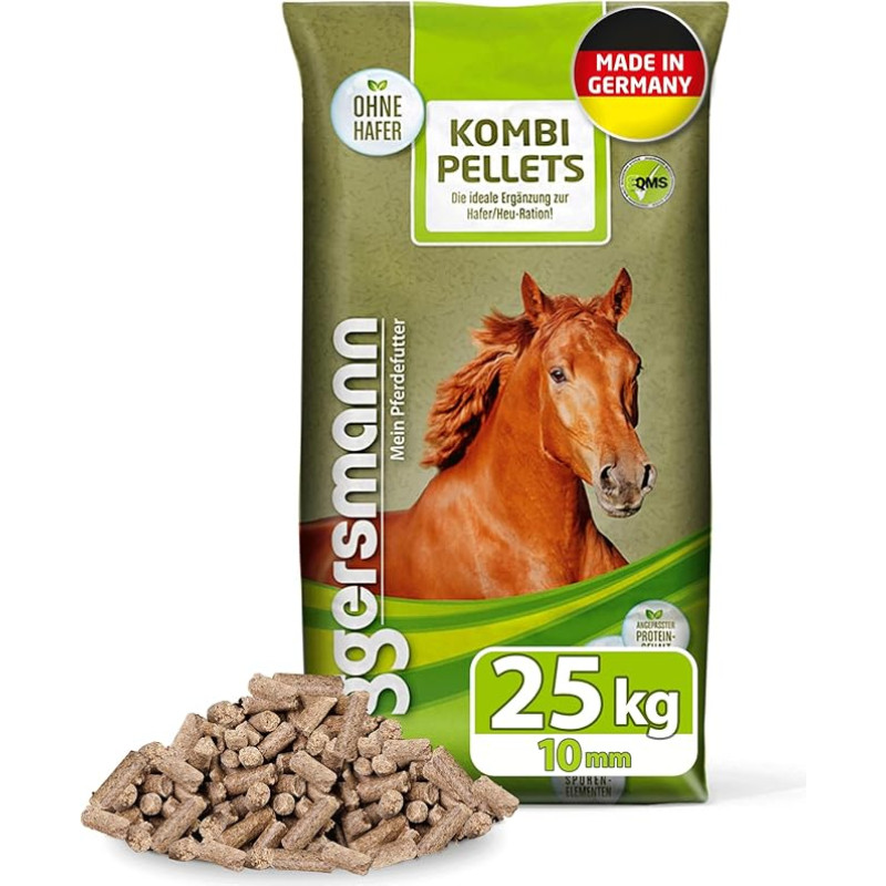 Maistinis priedas su avižomis Eggers kombinuotosios granulės 10 mm žirgams, pakuotė po 1 (1x 25 kg)