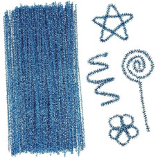200 Stück DIY Glitter Hellblau Flexible Pfeifenreiniger zum Basteln Kinderfreundliche Glitter Stiele für Weihnachtsdeko Party Favors und Kreative DIY Handwerksprojekte