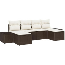 6 dalių sodo sofos komplektas su kilimais Braun Poly Rattan Gartenlounge Modelis3347168