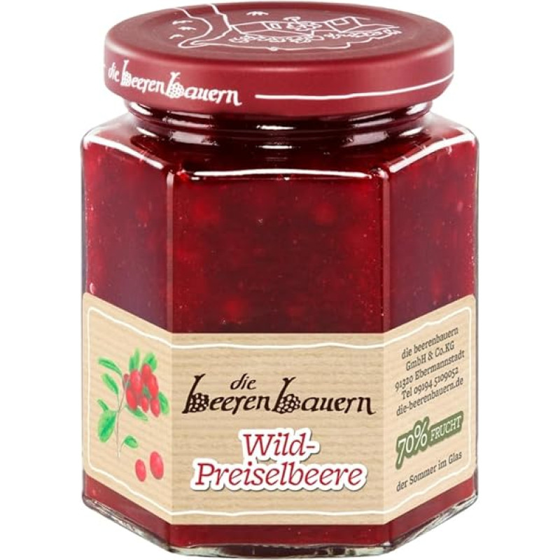 die beerenbauern Vaisių užtepėlė Laukinių bruknių 70 % vaisių 200 g