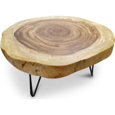 Suar LAEM PHO II Medinis kavos staliukas 45 cm aukščio 2 dydžių svetainės staliukas apie 60-85 cm Medžio gabalėlis kaip stalviršis, pagamintas iš rustikalios išvaizdos akacijos masyvo (skersmuo 70-85 cm)