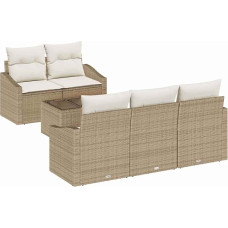 Rantry 6-teiliges Garten Sofa Set mit Kissen Beige Poly Rattan Gartenlounge Model3355270