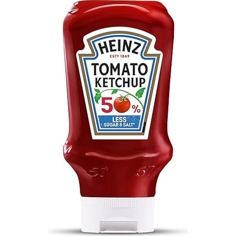 Heinz 50% mažiau cukraus ir druskos pomidorų kečupas 435g