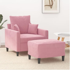 QJBSAVVA Sessel mit Hocker Rosa Samt Modernes Design 78 x 77 x 80 cm Bequem & Stabil mit Dicker Polsterung für Wohnzimmer Balkon und Jugendzimmer