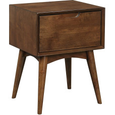 OSP Home Furnishings Copenhagen Mid-Century Contemporary Accent Table with Drawer, Walnut Finish