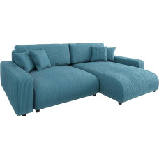 Sofa-lovos kampinė L formos sofa su miego funkcija Lovos dėžė 234 x 170 x 78 cm Velveto audinys Laisvai pastatoma dešinė su pagalvėle Dekoratyvinė pagalvėlė Modern Ruprecht Turquoise