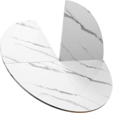 Large Round Folding Table Top 150cm Diameter Extendable Wooden Table Top 4 Point Folding Design Space Saving Solution for Home, Restaurants, Hotels, White Color