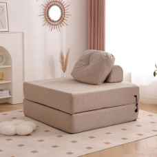 Sulankstoma sofa sofa atminties putų su pagalve miegojimo kėdė Tinginė sofa Triple Futon konvertuojamos svečių lovos skalbiamas dangtelis Chaki 80cm
