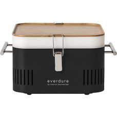Everdure CUBE Portable Charcoal Grill, Table Grill, Perfect Tailgate, Beach, Patio or Camping Grill, Lightweight and Compact Small Grill with Preparation Board and Storage Tray