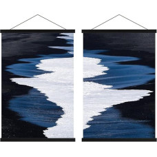 B0 Plakato rėmo pakaba, 55 colių magnetiniai mediniai plakatų bėgiai, magnetinių rėmų kabinimo rinkinys 55x40 colių kraštovaizdžio dideliam sieniniam žemėlapiui (140 cm, juoda, 2 pakuotės)