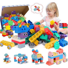 Minkštos statybinės kaladėlės kūdikiams nuo 6 mėnesių, dėliojimo kaladėlės mažyliams, STEM dovana su 40 didelių guminių kaladėlių