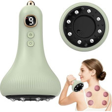 Cellulite-Massagegerät, Intelligentes Schröpfen Schröpfmassagegerät Infrarot, 9 Stufen elektrisch regulierbar Guasha, drahtlose Heizung, Gua Sha Vakuum für Körper, Schenkel und Glutei, Grün